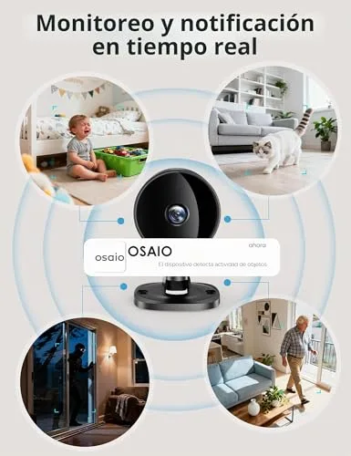 Surfola ▫️ Câmara de vigilância Wi-Fi para interiores câmara 1080P FHD para bebés/animais de estimação com deteção de movimento e som por IA, visão noturna, áudio bidirecional, aplicação, Alexa e Google Home, embalagem com 2 unidades 3