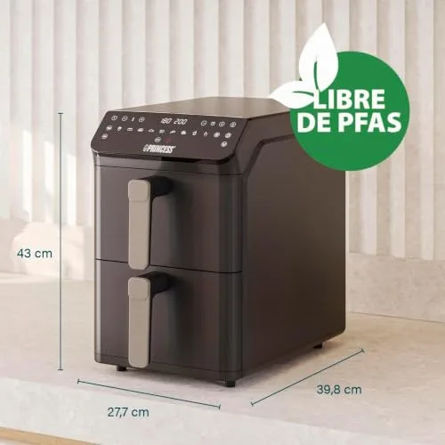 Princess ▫️ Stack Fritadeira de Ar Quente, Fritadeira Dupla, 11,2 L, 3000 W, Design Vertical, Função Sincronizada, Revestimento sem PFAS, Preto, 01.182278.01.001 2