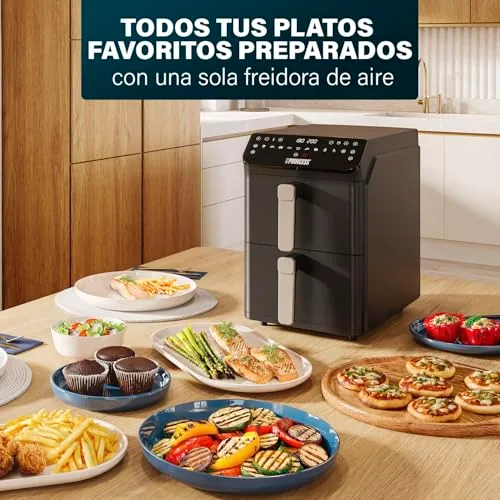 Princess ▫️ Stack Fritadeira de Ar Quente, Fritadeira Dupla, 11,2 L, 3000 W, Design Vertical, Função Sincronizada, Revestimento sem PFAS, Preto, 01.182278.01.001 3