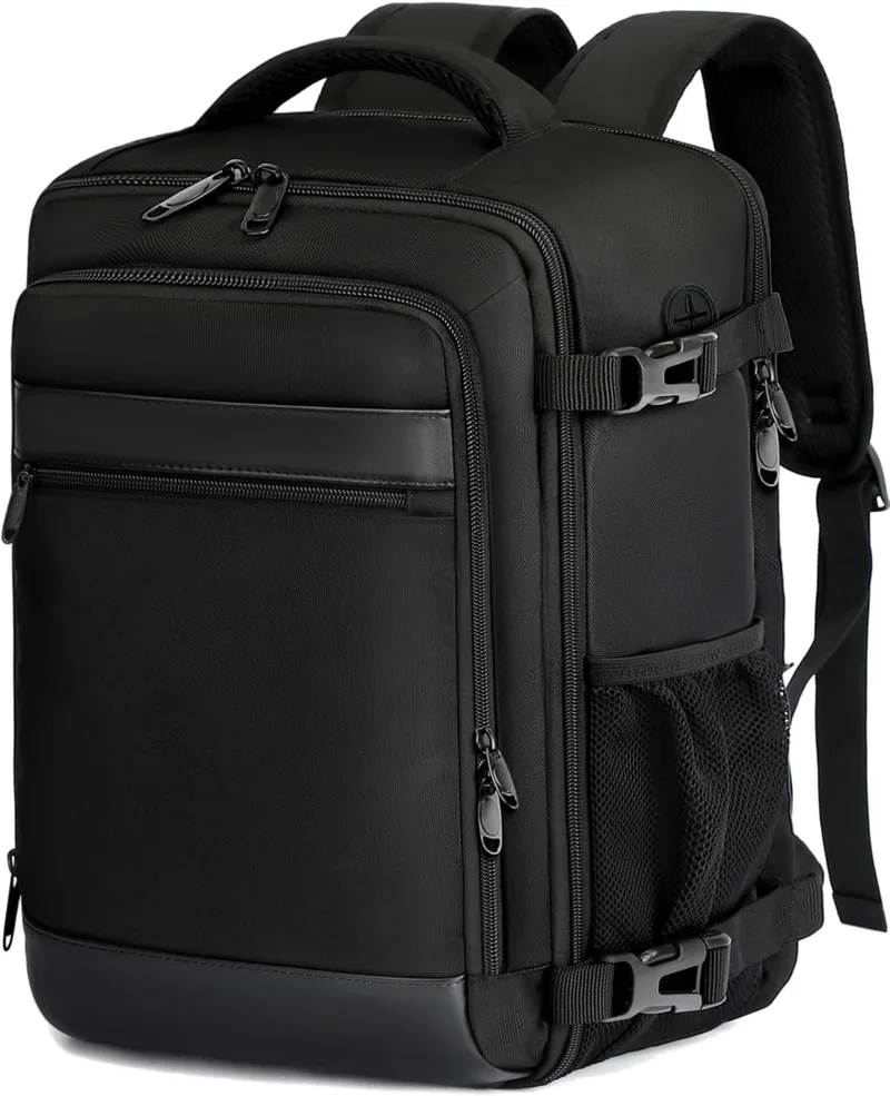 KLOSTAIN ▫️ Mochila 40x30x20 para viagem em cabine de avião, bagagem de mão de 24 L para a Ryanair, EasyJet e Eurowings, com espaço para portátil de 15,6 polegadas, para homem e mulher, preta