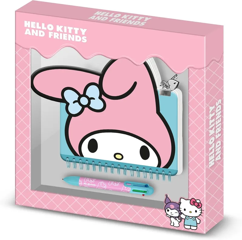 KARACTERMANIA ▫️ Conjunto de máscaras faciais Hello Kitty My Melody da Diario Kawaii + Caneta de 6 cores, rosa