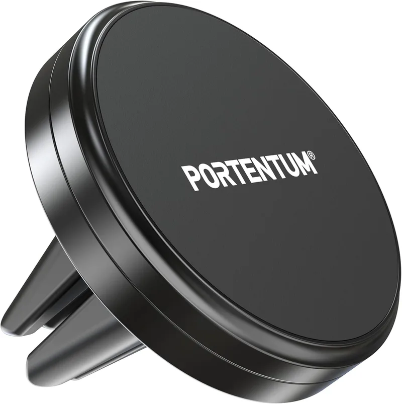 PORTENTUM ▫️ Suporte para telemóvel para automóvel com 6 ímanes ultra potentes (não compatível com Magsafe) - Rotação de 360º - Magnético para a grelha de ventilação - Extrema aderência Compatível com Samsung, Android, iPhone