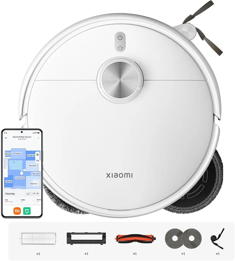 XIAOMI ▫️ S40 Pro Aspirador Robô com Função de Esfregamento, 15 000 Pa, Braços Extensíveis | Sistema Anti-Emaranhamento Duplo, Evasão de Obstáculos de Grande Ângulo, Reconhecimento de Tapetes, Controlo através da Aplicação