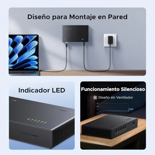 UGREEN ▫️ Hub Ethernet de 2,5 G com 5 portas RJ45, Plug and Play, 100/1000/2500 Mbps 7
