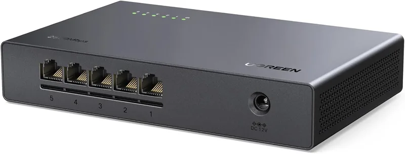 UGREEN ▫️ Hub Ethernet de 2,5 G com 5 portas RJ45, Plug and Play, 100/1000/2500 Mbps
