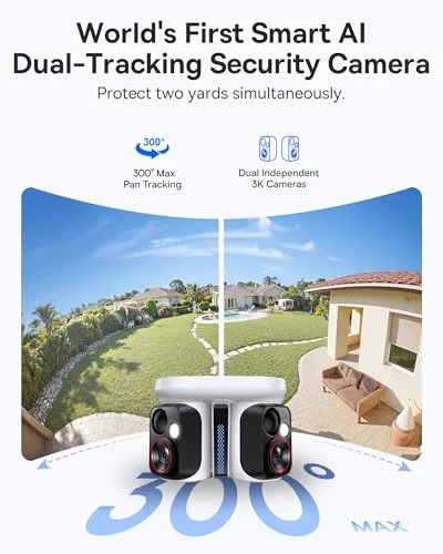 Baseus ▫️ Security X1 Pro - Câmara de vigilância solar para exterior (Wi-Fi, câmara de vigilância sem fios, câmara dupla com cartão Micro SD de 32 GB) 2