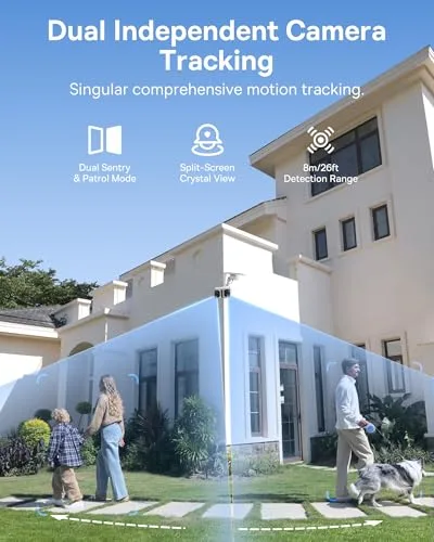 Baseus ▫️ Security X1 Pro - Câmara de vigilância solar para exterior (Wi-Fi, câmara de vigilância sem fios, câmara dupla com cartão Micro SD de 32 GB) 4