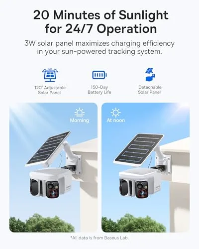 Baseus ▫️ Security X1 Pro - Câmara de vigilância solar para exterior (Wi-Fi, câmara de vigilância sem fios, câmara dupla com cartão Micro SD de 32 GB) 7
