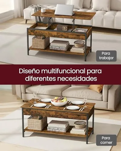 VASAGLE ▫️ Mesa de centro elevável, mesa de sala, 50 x 100 cm 3