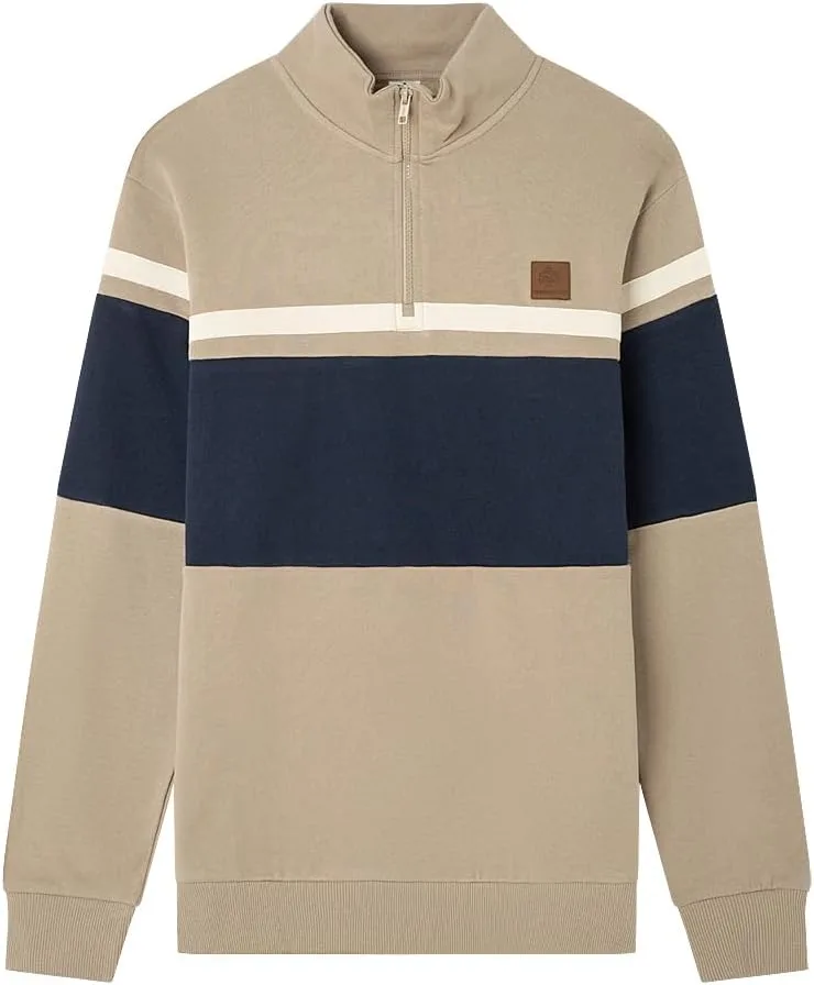 SPRINGFIELD ▫️ Camisola com pulôver de meio fecho em funil e contraste para homem