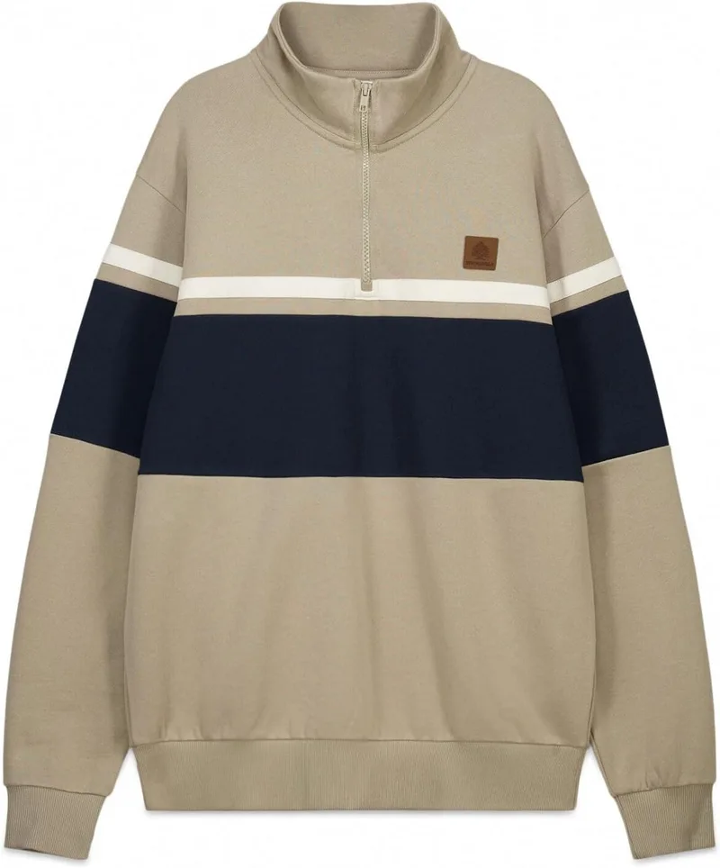 SPRINGFIELD ▫️ Camisola com pulôver de meio fecho em funil e contraste para homem