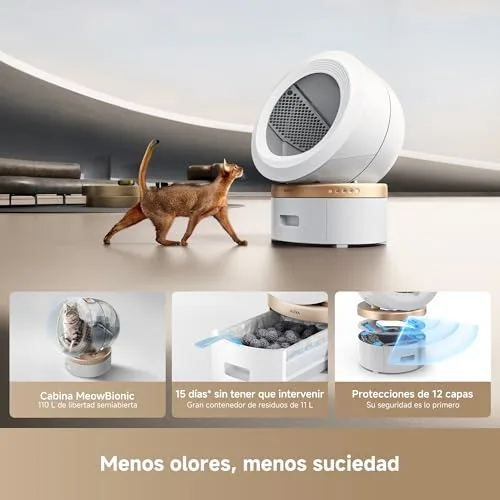 MOVA ▫️ MeowgicPod LR10 Prime, caixa de areia inteligente para gatos com compartimento de 110 L, 15 dias sem necessidade de intervenção, ar fresco, remoção com um simples puxão, monitorização, controlo remoto através da aplicação 2