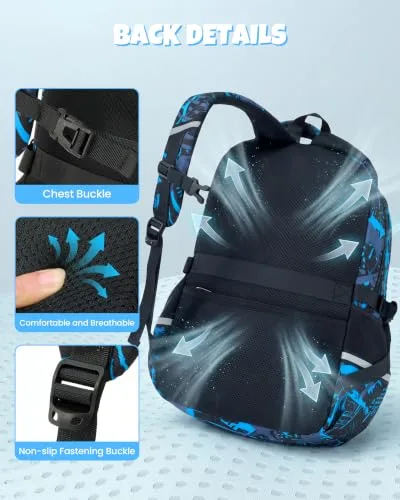 Amythe ▫️ Mochila escolar para crianças dos 8 aos 12 anos, brilhante, refletora e leve, azul 3