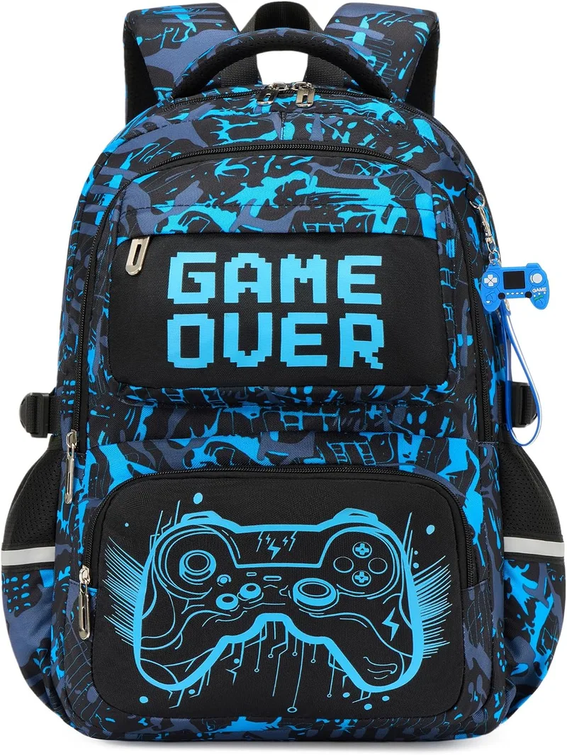 Amythe ▫️ Mochila escolar para crianças dos 8 aos 12 anos, brilhante, refletora e leve, azul
