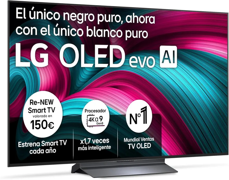 LG ▫️ OLED48C57LA - Smart TV OLED EVO AI de 48" 4K, 2025 | OLED evo, Smart TV Super Upscaling 2025, WebOS 25 IA, Processador α9 AI Gen8, VRR 144 Hz, Controlo de brilho por IA, Preto