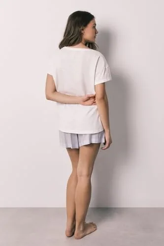 Women'secret ▫️ Pijama de calças curtas e mangas curtas da coleção Daily Botanic - Calças de pijama para mulher 6