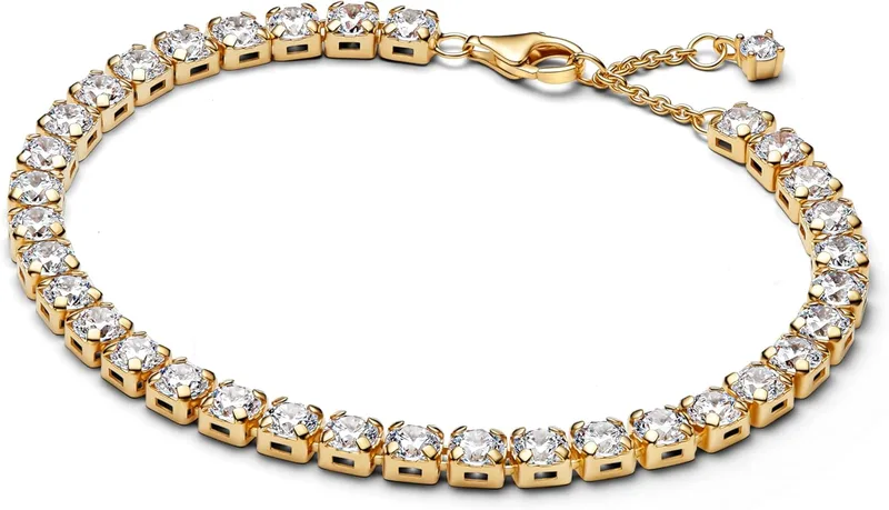 PANDORA ▫️ Pulseira de ténis para mulher, cor de ouro, zircónias, 563539C01