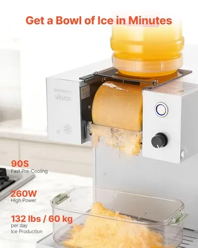 VEVOR ▫️ Máquina de gelo em flocos de neve 60 kg/dia, com lâmina em aço inoxidável, com reservatório de 1,8 L e arrefecimento rápido em 90 s, ideal para pequenos eventos em casa, 420 x 260 x 300 mm 2
