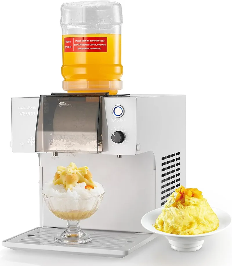 VEVOR ▫️ Máquina de gelo em flocos de neve 60 kg/dia, com lâmina em aço inoxidável, com reservatório de 1,8 L e arrefecimento rápido em 90 s, ideal para pequenos eventos em casa, 420 x 260 x 300 mm