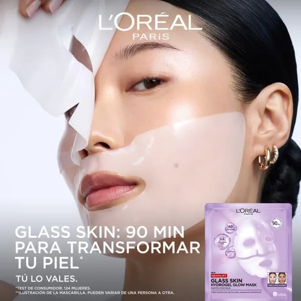 L'Oreal Paris ▫️ L'Oréal Paris Revitalift Filler Glass Skin Máscara Facial de Hidrogel, 4 unidades 2