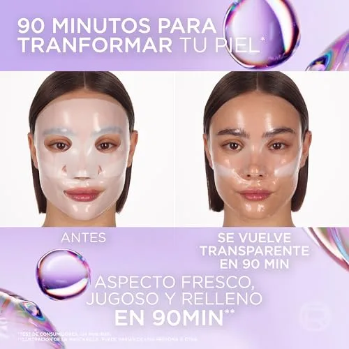 L'Oreal Paris ▫️ L'Oréal Paris Revitalift Filler Glass Skin Máscara Facial de Hidrogel, 4 unidades 5