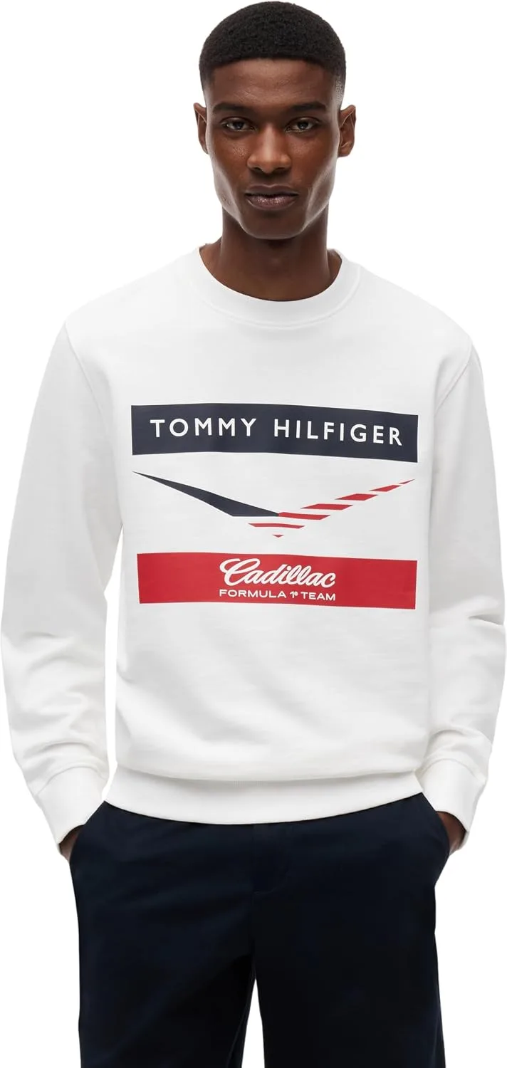 Tommy Hilfiger ▫️ Camisola unissexo TH X Cadillac F1 Chevron com gola redonda, em algodão