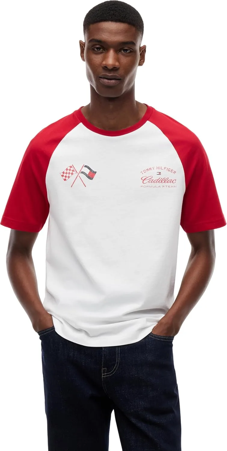 Tommy Hilfiger ▫️ TH X Cf1 Camiseta Raglan Varsity Mn0mn00098 Camisetas Unissexo para Adultos