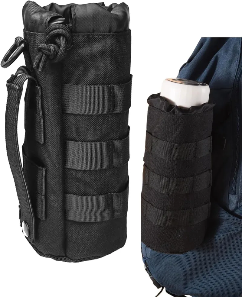 HUVZOR ▫️ 1 unidade de bolsa tática para garrafa, suporte para garrafa para cinto exterior, bolsa resistente para garrafa de água, bolsa ajustável para garrafa, para caminhadas, viagens, pesca, acampamento e corrida (preto)