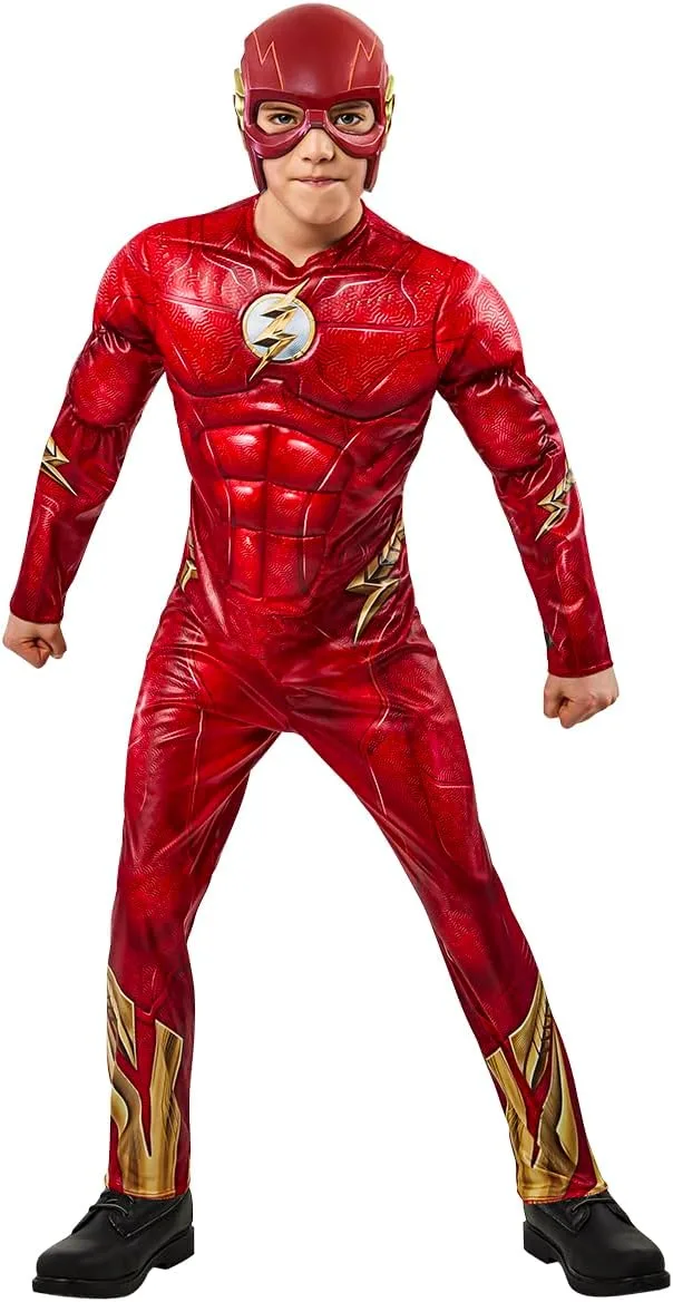 Rubies ▫️ THE FLASH (FILME) FATO infantil, licença oficial, fato com peito acolchoado, meia-máscara, para carnaval, festas, cosplay