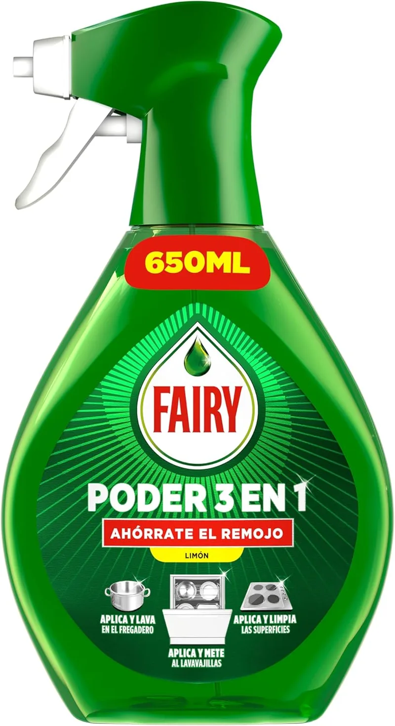 FAIRY ▫️ Power Soak-Free Lemon Spray, pré-tratamento para loiça e cozinha, 100% eficaz contra gorduras, anti-gorduras, desengordurante, limpeza rápida e sem esforço, 650ml