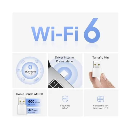 MERCUSYS ▫️ MA60XNB – Adaptador Wi-Fi USB, AX900, 600 Mbps, Wi-Fi 6, Bluetooth 5.3 3