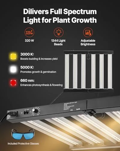 VEVOR ▫️ Armário de Cultivo para Interior 100x100x200 cm, Tenda de Cultivo com luz LED de Espectro Completo e Sistema de Ventilação, Mylar 600D de Alta Refletância, Tenda para Plantas, Flores e Legumes 4
