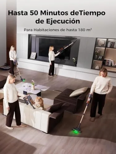 proscenic ▫️ P11 Ultra Aspirador sem fio 50 kPa/500 W/50 min, leve e autossustentável, aspirador vertical potente com luz verde, escova anti-emaranhamento e ecrã LED, para tapetes/pavimentos/pêlos de animais de estimação 3
