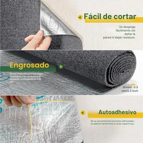 Gimars ▫️ Tapete para Gatos Autoadesivo, Tabuleiro para Gatos Arranharem, Protetor de Sofá contra Arranhões de Gatos, Tapete para Gatos Arranharem, Protetor de Móveis Anti-Arranhões, 200 cm × 40 cm 6