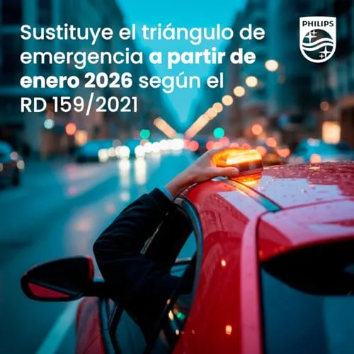 PHILIPS ▫️ Sinalizador de Emergência V16 com Geolocalização e Ligação DGT 3.0 – Homologado, Plano de Dados Incluído, Base Magnética, Alta Visibilidade a 1 km, Resistente à Chuva e ao Vento, Pilhas AA incluídas 6