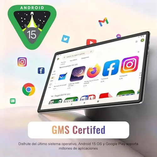 UJJ ▫️ Tablet Android 15 de 10 polegadas, 30 GB de RAM + 64 GB de ROM (2 TB/TF), Gemini AI, Octa-Core a 2,0 GHz, 1080×800 FHD IPS, Autonomia em modo de espera extra longa, 5G e Wi-Fi, Widevine L1, 5 MP + 13 MP, Face ID, GMS, Tablet com teclado, Prateado 3