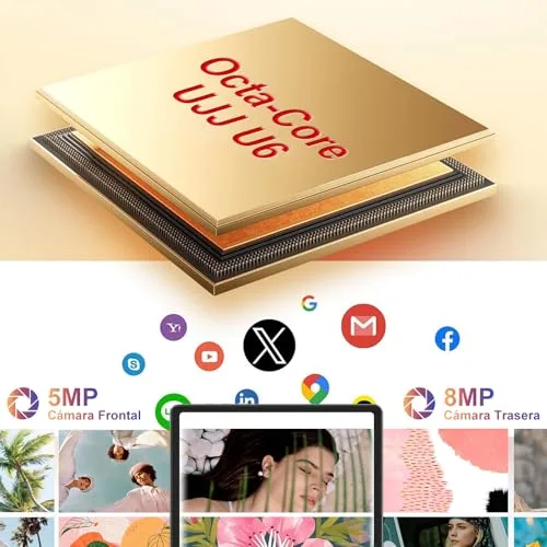 UJJ ▫️ Tablet Android 15 de 10 polegadas, 30 GB de RAM + 64 GB de ROM (2 TB/TF), Gemini AI, Octa-Core a 2,0 GHz, 1080×800 FHD IPS, Autonomia em modo de espera extra longa, 5G e Wi-Fi, Widevine L1, 5 MP + 13 MP, Face ID, GMS, Tablet com teclado, Prateado 5