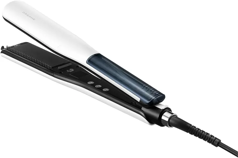 DREAME ▫️ AuraSteam Straight, Chapa de cabelo com vapor, Penteados lisos e encaracolados, Painel alargado, Placa flexível 3D, Vapor em duas filas, Reservatório de água amovível, Reservatório de água de 20 ml
