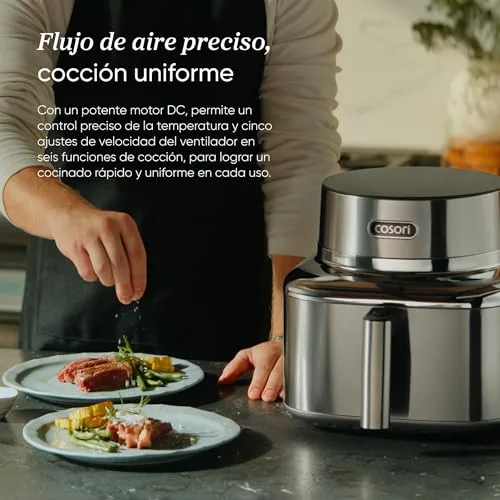 Cosori ▫️ Fritadeira de ar quente inteligente Iconic Single, 6,2 L, aço inoxidável 6