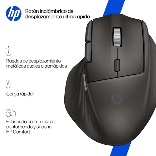 HP ▫️ Rato sem fios ergonómico 780M com deslocamento ultrarrápido, supercondensador recarregável, 6K dpi, Bluetooth, roda de deslocamento lateral, compatibilidade com vários dispositivos e compatível com Windows e Mac 3