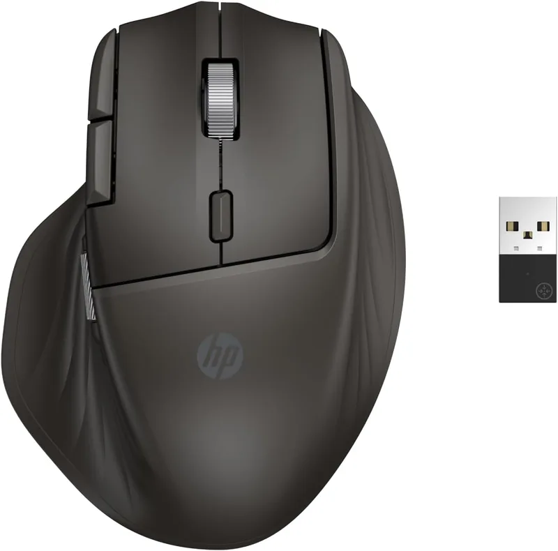HP ▫️ Rato sem fios ergonómico 780M com deslocamento ultrarrápido, supercondensador recarregável, 6K dpi, Bluetooth, roda de deslocamento lateral, compatibilidade com vários dispositivos e compatível com Windows e Mac