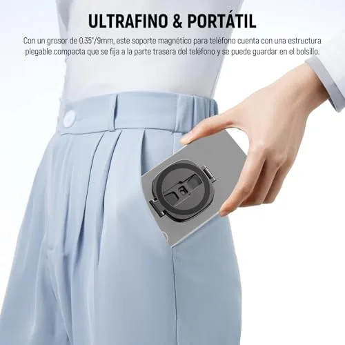 NEEWER ▫️ Suporte para telemóvel com anel magnético duplo, tripé dobrável fino com rosca de 1/4" e encaixe Coldshoe, compatível com MagSafe, iPhone, Samsung e Android para gravação de vídeo, PA095 7