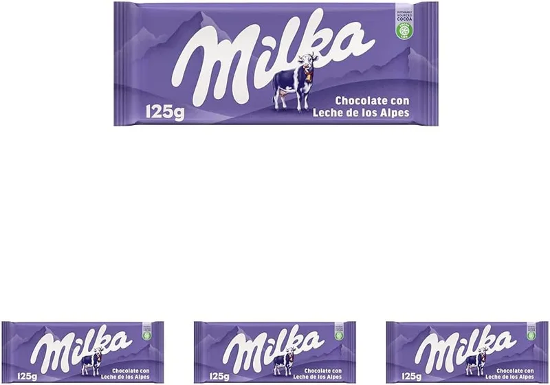 Milka ▫️ Tender Alpine Chocolate de Leite - Tablete G, 125 gramas (Embalagem de 4)