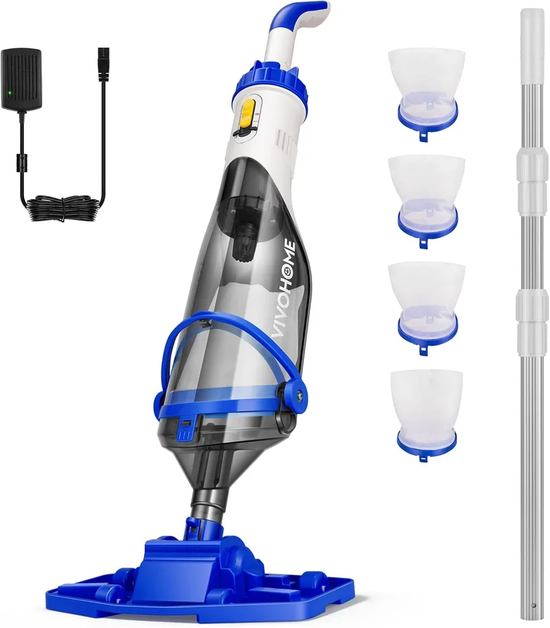 VIVOHOME ▫️ 70LPM 60 Minutos Aspirador de Piscina Sem Fio Autónomo Aspirador de Piscina Portátil com Vara Telescópica de 213cm Ideal para Piscinas Acima e Dentro de Terra, Spas e Jacuzzis