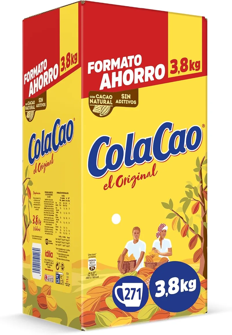 ColaCao ▫️ Original, Cacau Solúvel Natural sem Aditivos, Embalagem Económica, com Cacau Natural, 3,8 kg