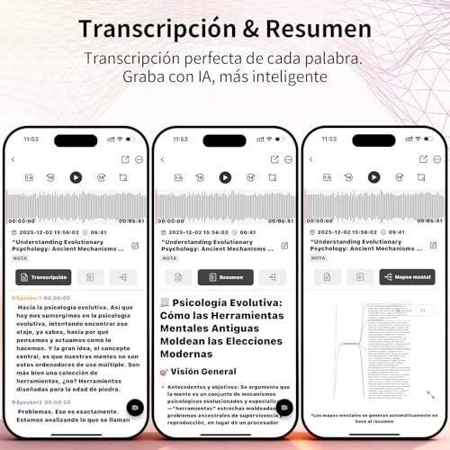 NEWYES ▫️ Gravador de voz IA com aplicação dedicada, transcrição e resumo, autonomia da bateria de 35 horas, 64 GB de memória para reuniões, conferências, chamadas, negócios e aulas (rosa) 2