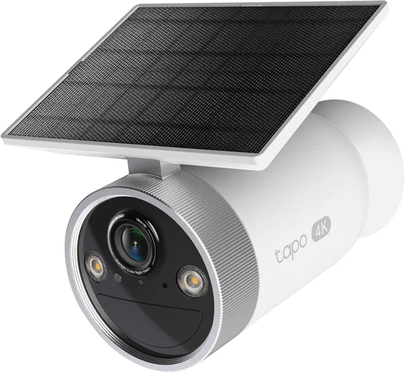 Tapo ▫️ C465 - Câmara de segurança exterior 4K com painel solar incorporado, bateria recarregável, deteção de pessoas/animais de estimação/veículos por IA, Wi-Fi de banda dupla, IP65, compatível com Alexa/Google