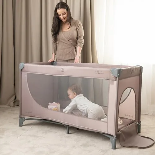 kikka boo ▫️ KikkaBoo Berço de Viagem SO Gifted 2026, Berço para Bebé 120 x 60 cm até 15 kg, Parque dobrável com bolsa de transporte, leve e compacto, preto 2