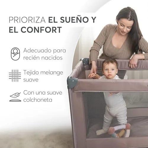 kikka boo ▫️ KikkaBoo Berço de Viagem SO Gifted 2026, Berço para Bebé 120 x 60 cm até 15 kg, Parque dobrável com bolsa de transporte, leve e compacto, preto 3