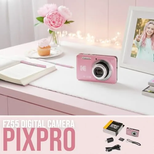 KODAK ▫️ Câmara PixPro Friendly Zoom FZ55 de 16 MP, Full HD 1080p (Rosa Pastel) 2